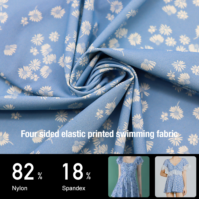 Four sided elastic printed fabric